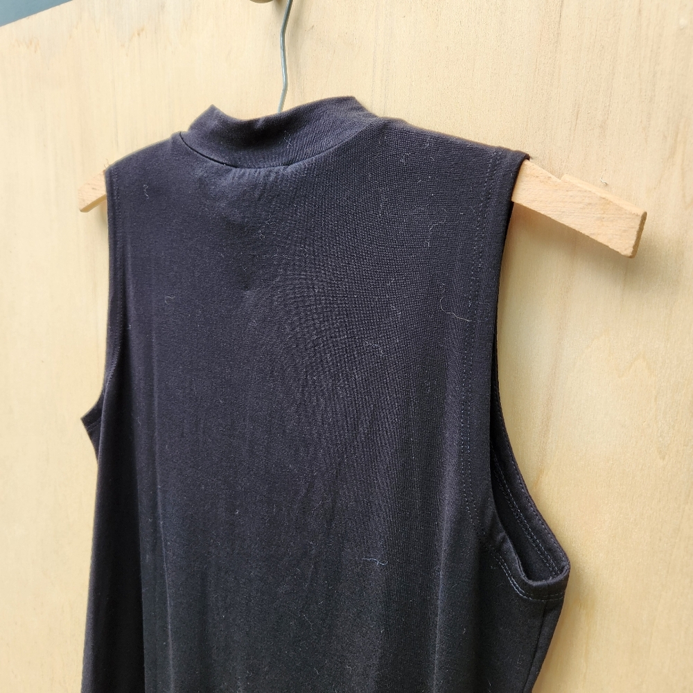 NWT Eileen Fisher Black Stretch Jersey Knit Mock Neck Dress - Size XXS - Picture 11 of 12